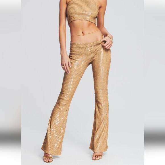 Retrofete Julien Sequin Knit Pant in Nude Size Large NWT - Picture 1 of 13